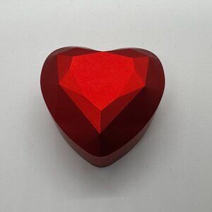 Red Heart LED Ring Box - Hard Metallic Red Exterior with Black Velvet interior -